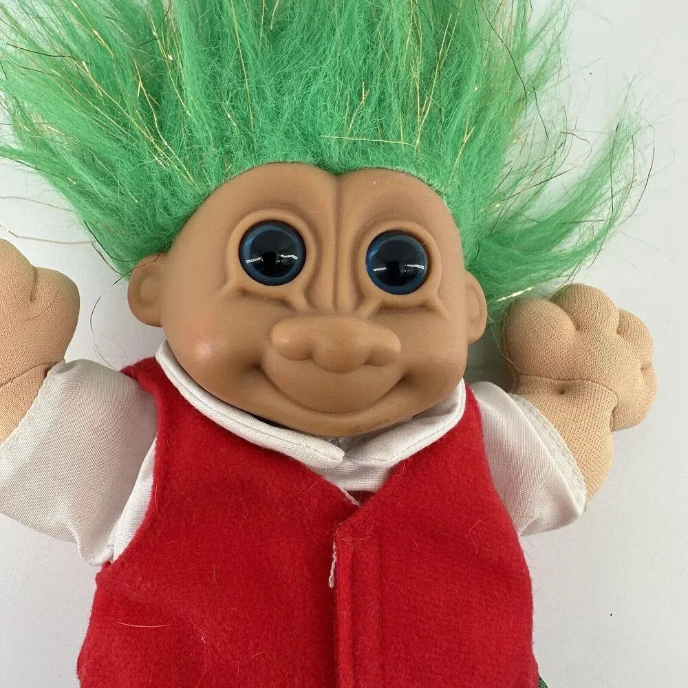 Vintage Russ Troll Kids Doll 10 Inches‎ Plush Green and Silver Hair Soft Body
